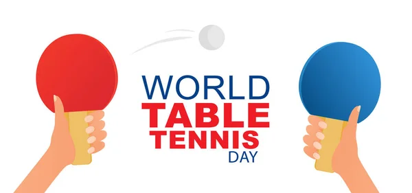 Día Mundial del Tenis de Mesa. Pelota de ping pong. 6 de abril. — Vector de stock