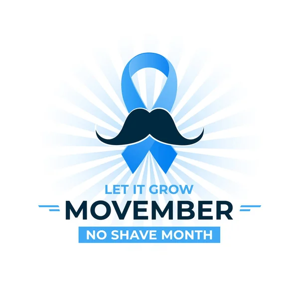 Movember, Prostatakrebs-Aufklärungsmonat. Gesundheitskonzept für Männer. Schleife und Schnurrbart. — Stockvektor