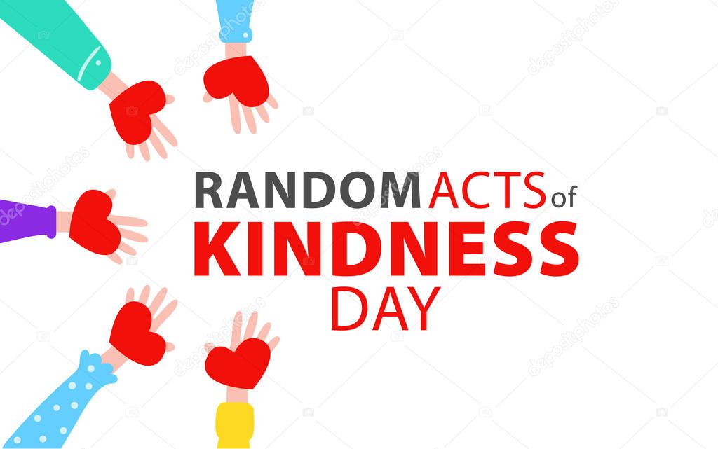 Random acts of kindness day emblem isolated vector illustration. World altruistic holiday event label. Vector illustration