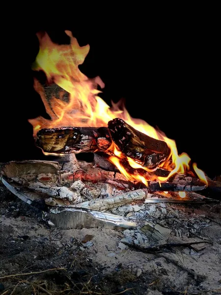 Burning Fire Close Nature — Stock Photo, Image