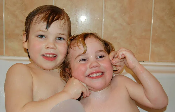 Children Boys Brothers Bathing Together Portrait — Stock Photo, Image