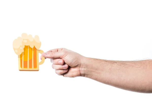 Hombre Mano Sosteniendo Tintineo Vaso Cerveza Foto Color Ilustración Plana — Foto de Stock