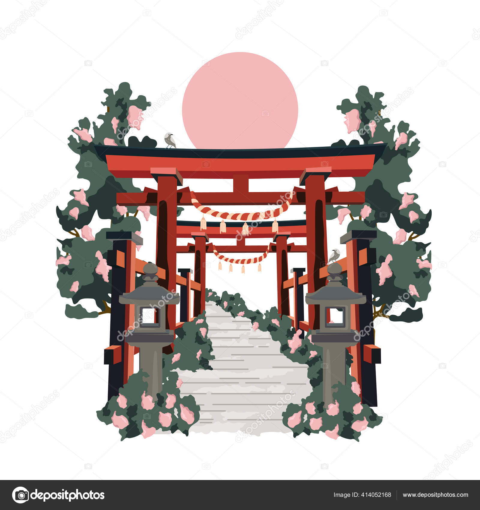 Puerta torii japonesa en Japón. Vector de color ilustración de dibujos  animados planos aislados Vector de stock #414052168 de ©StudioIA, image size:1600x1700