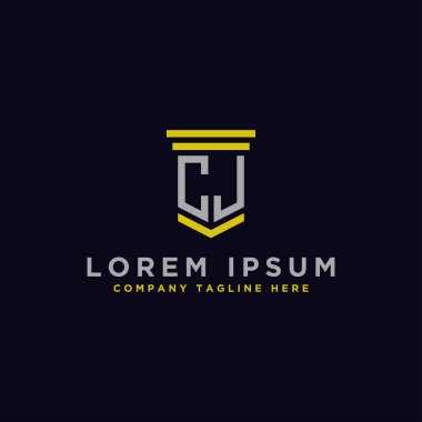 CJ logo simgesinin ilk harflerinden şirketler için logo tasarımı ilham kaynağı. - Vektör