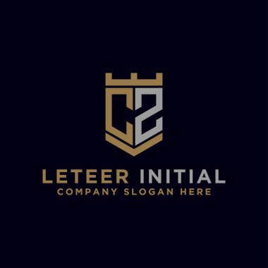 CZ logo simgesinden şirketler için logo tasarımı ilham kaynağı. - Vektör