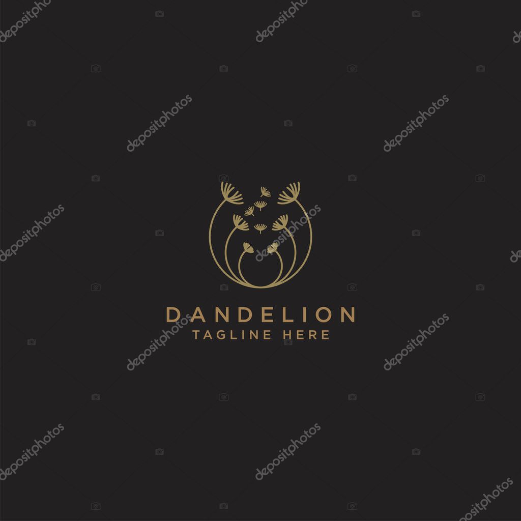 Dandelion Flower Logo Icon Design Template.