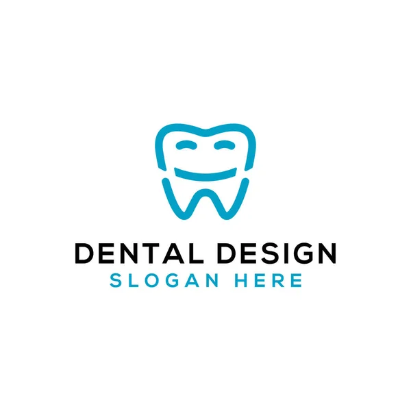 Logo Design Template Smile Tooth Logo Simple Line Art Vector — Stock Vector