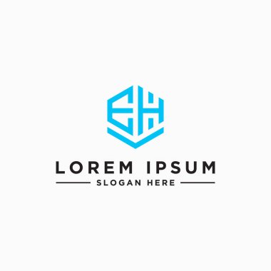 EH logo simgesinin ilk harflerinden şirketler için logo tasarımı ilham kaynağı. - Vektör