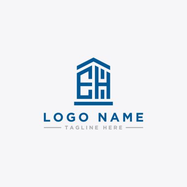 EH logo simgesinin ilk harflerinden şirketler için logo tasarımı ilham kaynağı. - Vektör