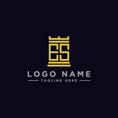 ES logo simgesinin ilk harflerinden şirketler için logo tasarımı ilham kaynağı. - Vektör