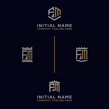 FM logo simgesinin ilk harflerinden şirketler için ilham verici logo tasarımı seti. - Vektörler