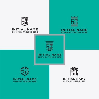 FT logo simgesinin ilk harflerinden şirketler için ilham verici logo dizaynı seti. - Vektörler