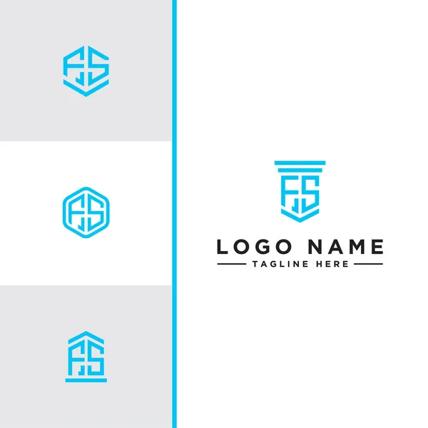 Conjunto Design Logotipo Inspirador Para Empresas Partir Das Letras Iniciais — Vetor de Stock