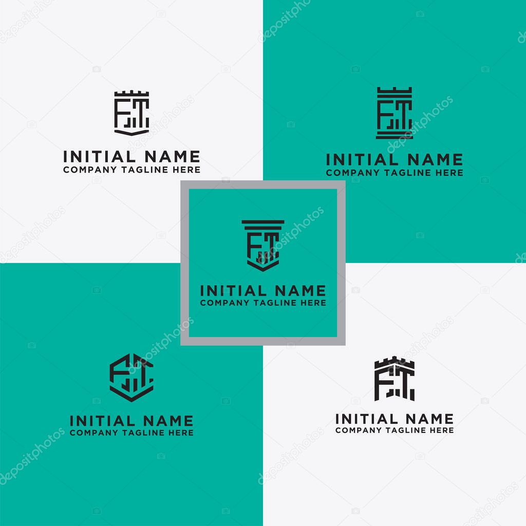 Inspiring logo design Set, for companies from the initial letters of the FT logo icon. -Vectors