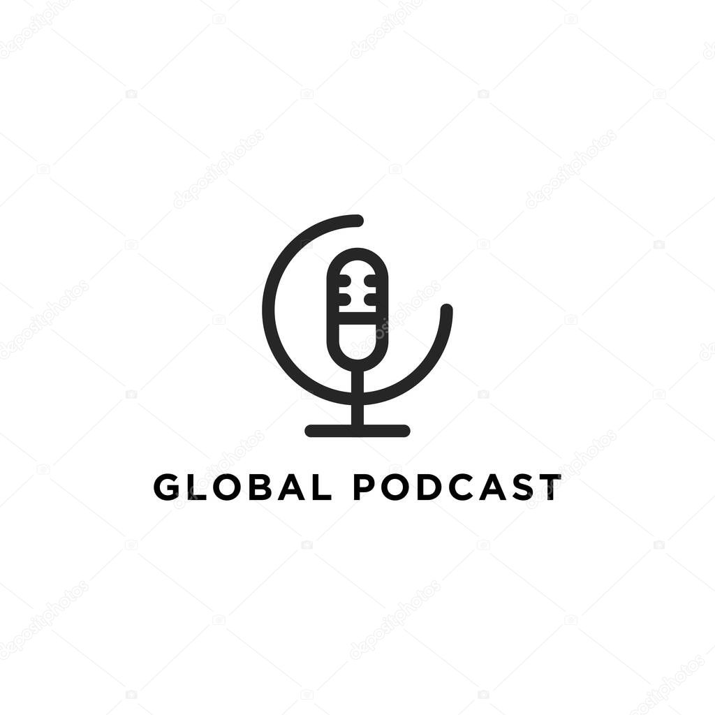 Podcast Planet logo design template Simple icons, vector logos for corporate identity. - Vector