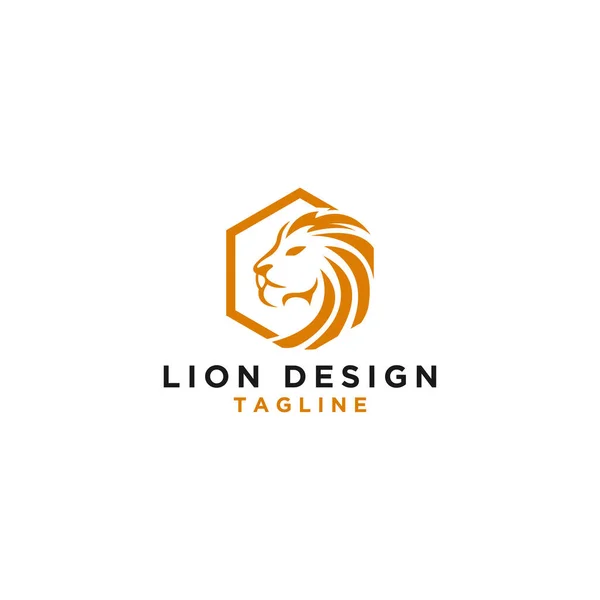 Vector Logo Lion Design Hexagon Monogram Template Icon Eps Logo — Vector de stock