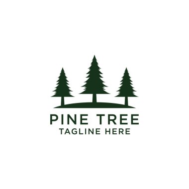 Çam Ağacı Logosu Simgesi Tasarım Şablonu Vektör İllüstrasyonu