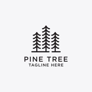 Çam Ağacı Logosu Simgesi Tasarım Şablonu Vektör İllüstrasyonu