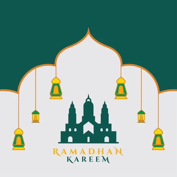Ramadhan Kareem清真寺的矢量问候式伊斯兰标志设计 Marhaban Ramadan例证 — 图库矢量图片