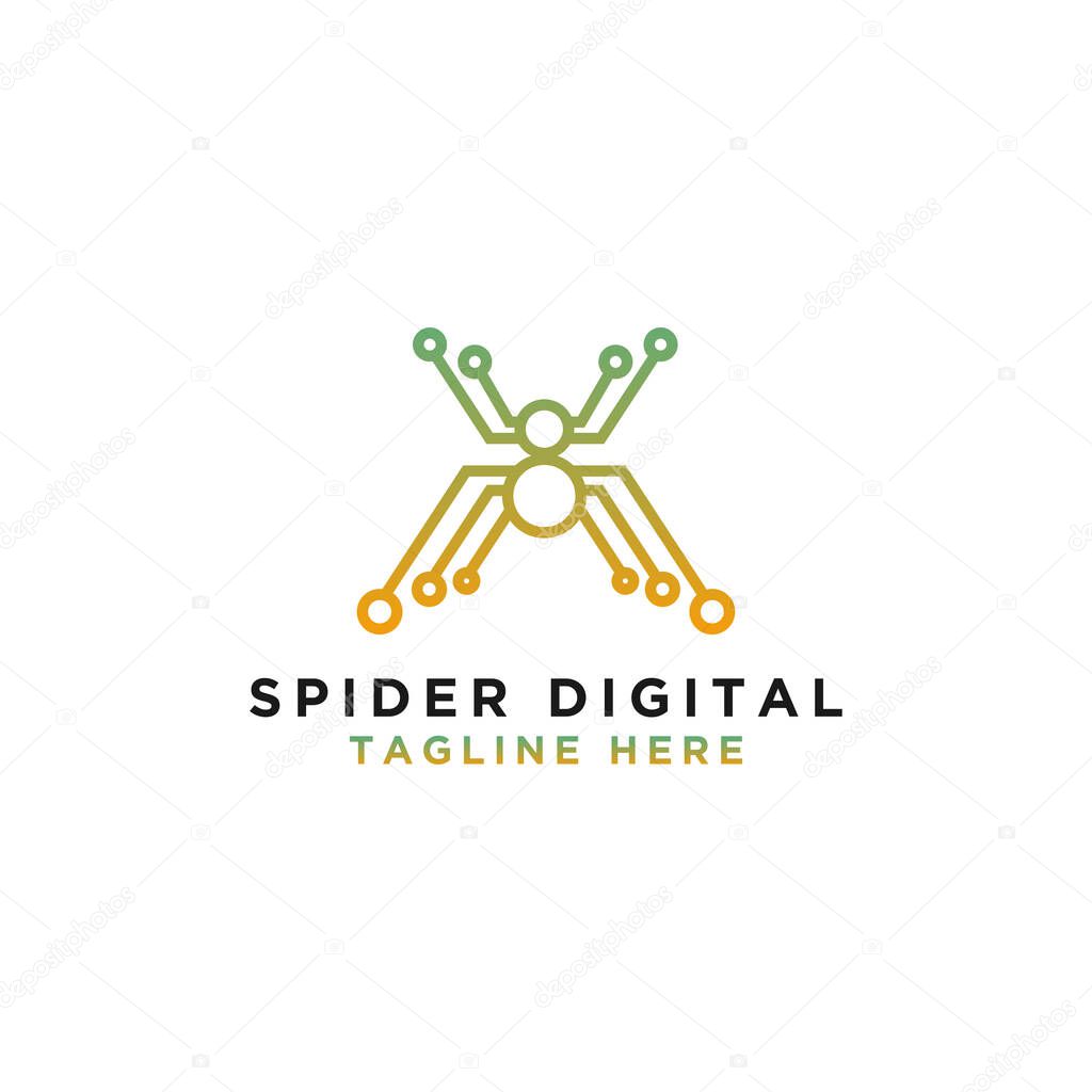 Spider Digital Design Logo. - Vector