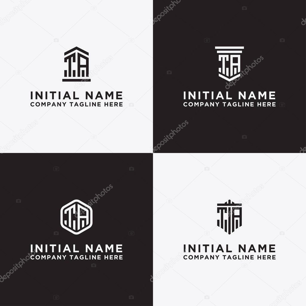 Inspiring logo design Set, for companies from the initial letters of the TA logo icon. -Vectors