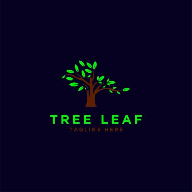 ağaç ve yaprak logosu tasarımı - vektör