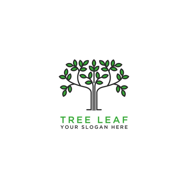 Σχεδιασμός Λογότυπου Δένδρων Και Φύλλων Διάνυσμα — Διανυσματικό Αρχείο