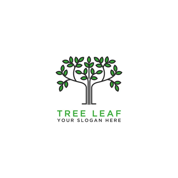 Dessin Logo Arbre Feuille Vecteur — Image vectorielle