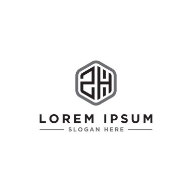 Tasarım ilhamı, şirket için ZH logosunun ilk harfinden gelen monogram logosu. - Vektörler