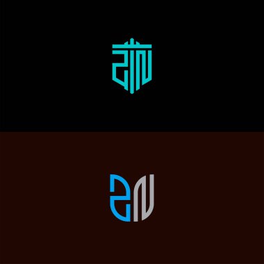 Tasarım ilhamı, şirket için ZN logosunun ilk harfinden gelen monogram logosu. - Vektörler