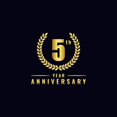 Doğum günü broşürleri, broşürleri ve doğum günü broşürleri için logo olarak kullanılabilen 5 numaralı doğum günü logosunun vektör çizimi. - Vektör