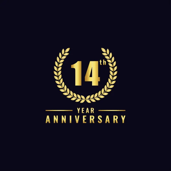 誕生日のロゴナンバー14のベクトルイラストは金色で 誕生日 チラシ 企業の誕生日パンフレットのロゴとして使用できます ベクトル — ストックベクタ