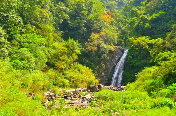 Wunderschöner Wasserfall Versteckt Sich Wunderschönen Wald — Stockfoto