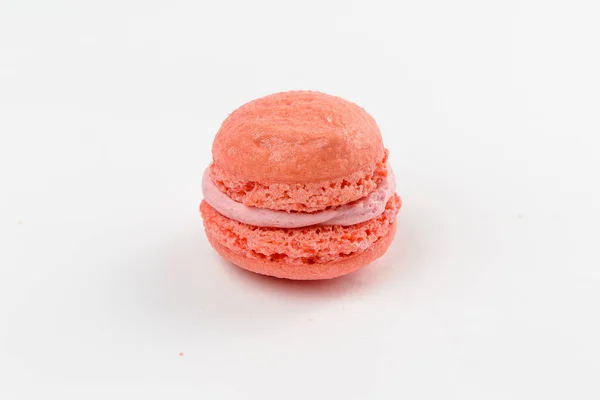 Roze Zoete Macaroon Een Witte Achtergrond — Stockfoto