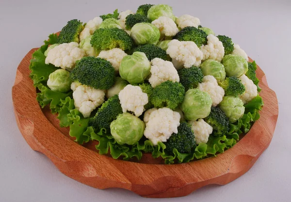 Set Van Verschillende Soorten Kool Bloemkool Brussel Broccoli Spruiten — Stockfoto