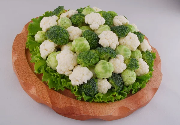 Set Van Verschillende Soorten Kool Bloemkool Brussel Broccoli Spruiten — Stockfoto