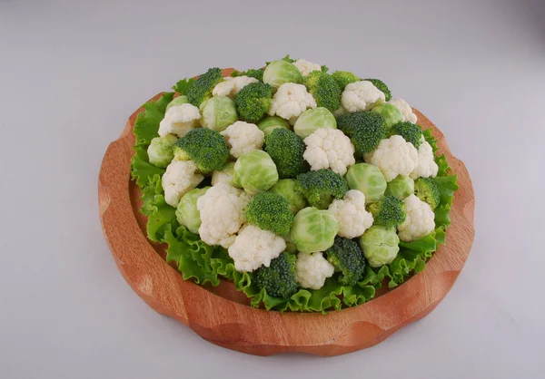 Set Van Verschillende Soorten Kool Bloemkool Brussel Broccoli Spruiten — Stockfoto