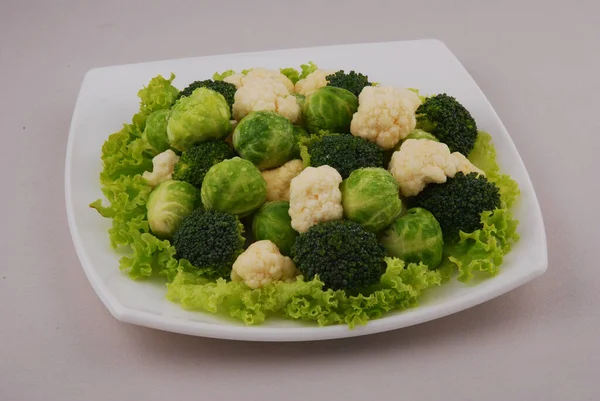 Set Van Verschillende Soorten Kool Bloemkool Brussel Broccoli Spruiten — Stockfoto