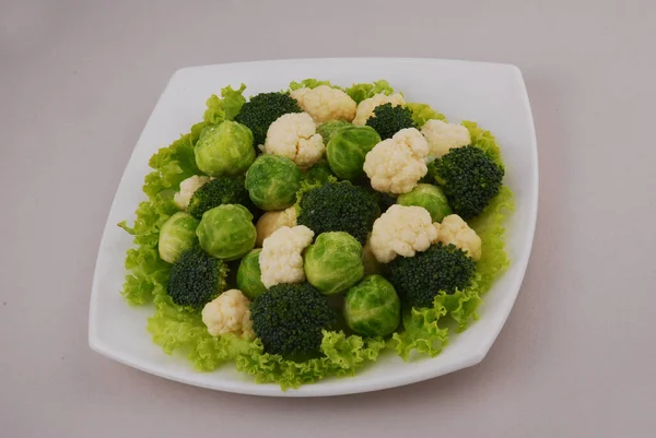 Set Van Verschillende Soorten Kool Bloemkool Brussel Broccoli Spruiten — Stockfoto