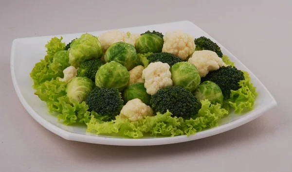Conjunto Las Diferentes Variedades Col Coliflor Bruselas Brotes Brócoli — Foto de Stock