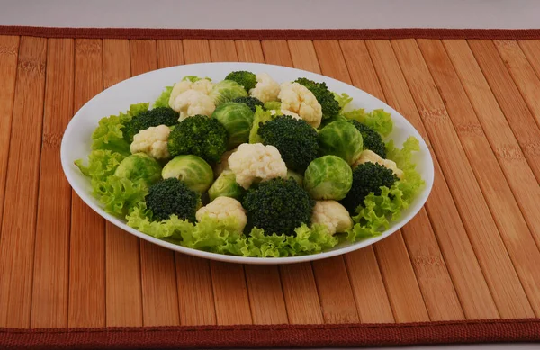 Set Van Verschillende Soorten Kool Bloemkool Brussel Broccoli Spruiten — Stockfoto