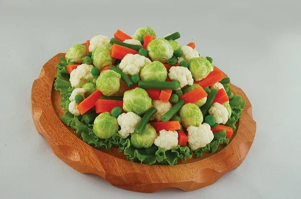 Set Van Verschillende Groentevariëteiten Bloemkool Brussel Broccoli Spruitjes Groene Boon — Stockfoto