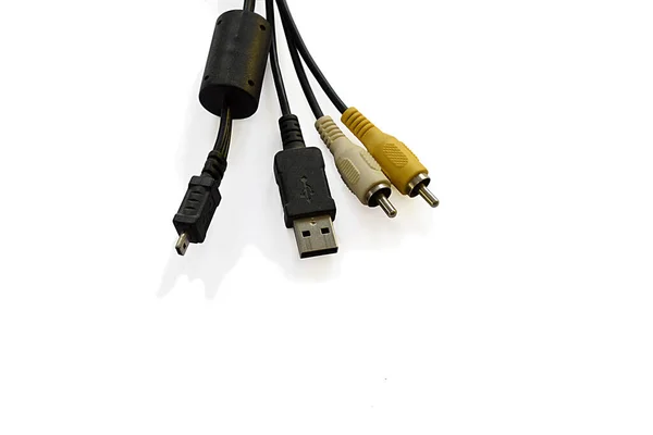 Computer and camera cable for input and output with connectors.