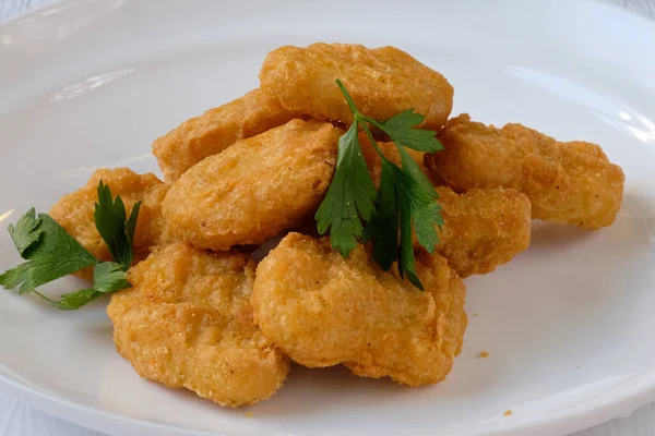 Nuggets Pollo Alimentos Fritos Con Perejil —  Fotos de Stock