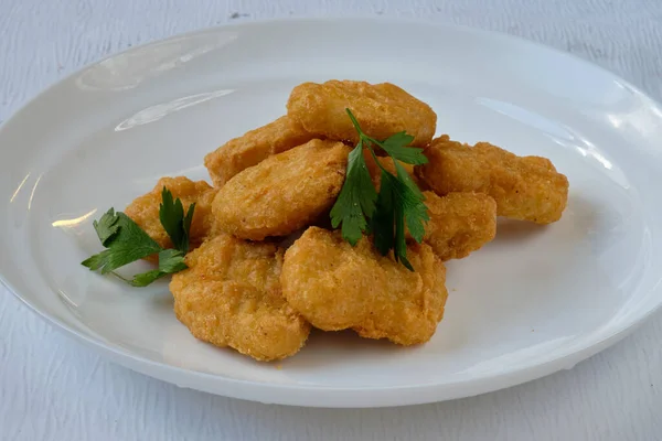 Nuggets Pollo Alimentos Fritos Con Perejil —  Fotos de Stock