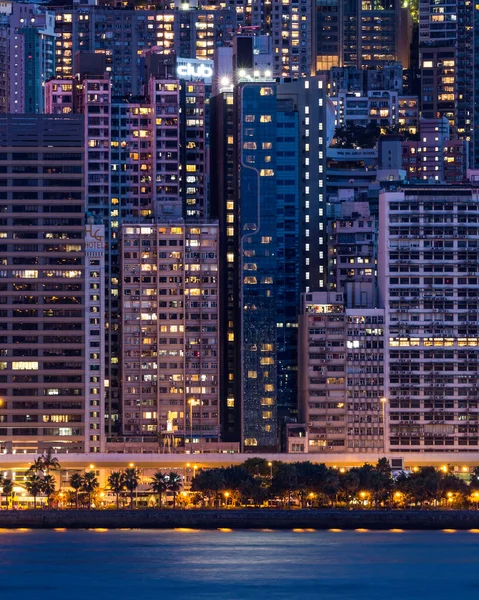 Die Blaue Stunde Über Der Insel Hongkong — Stockfoto