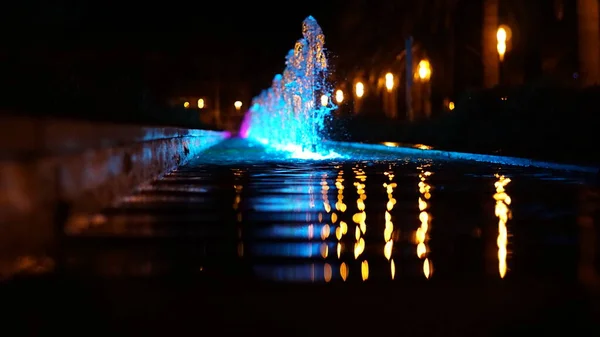 Fondo Fuente Ornamental Iluminado — Foto de Stock