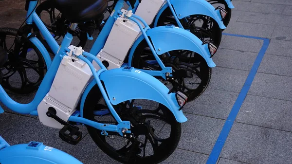 Batería Alquiler Bicicleta Eléctrica Azul — Foto de Stock