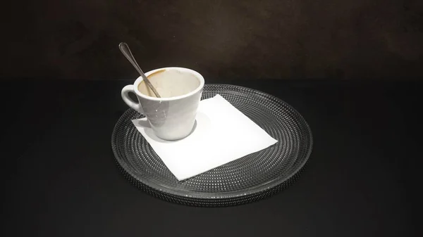 Пустой Кофе Чашку Темном Фоне — стоковое фото
