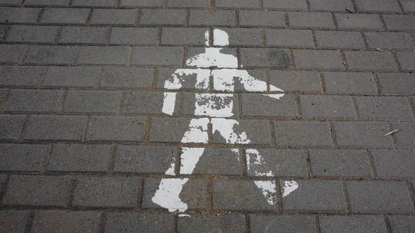 White Pedestrian Sign Painted Ground — Stock Photo, Image
